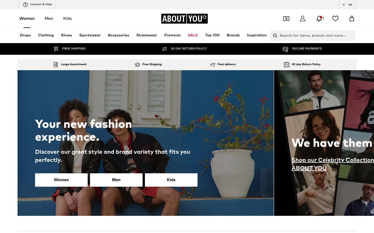 ABOUT YOU website preview