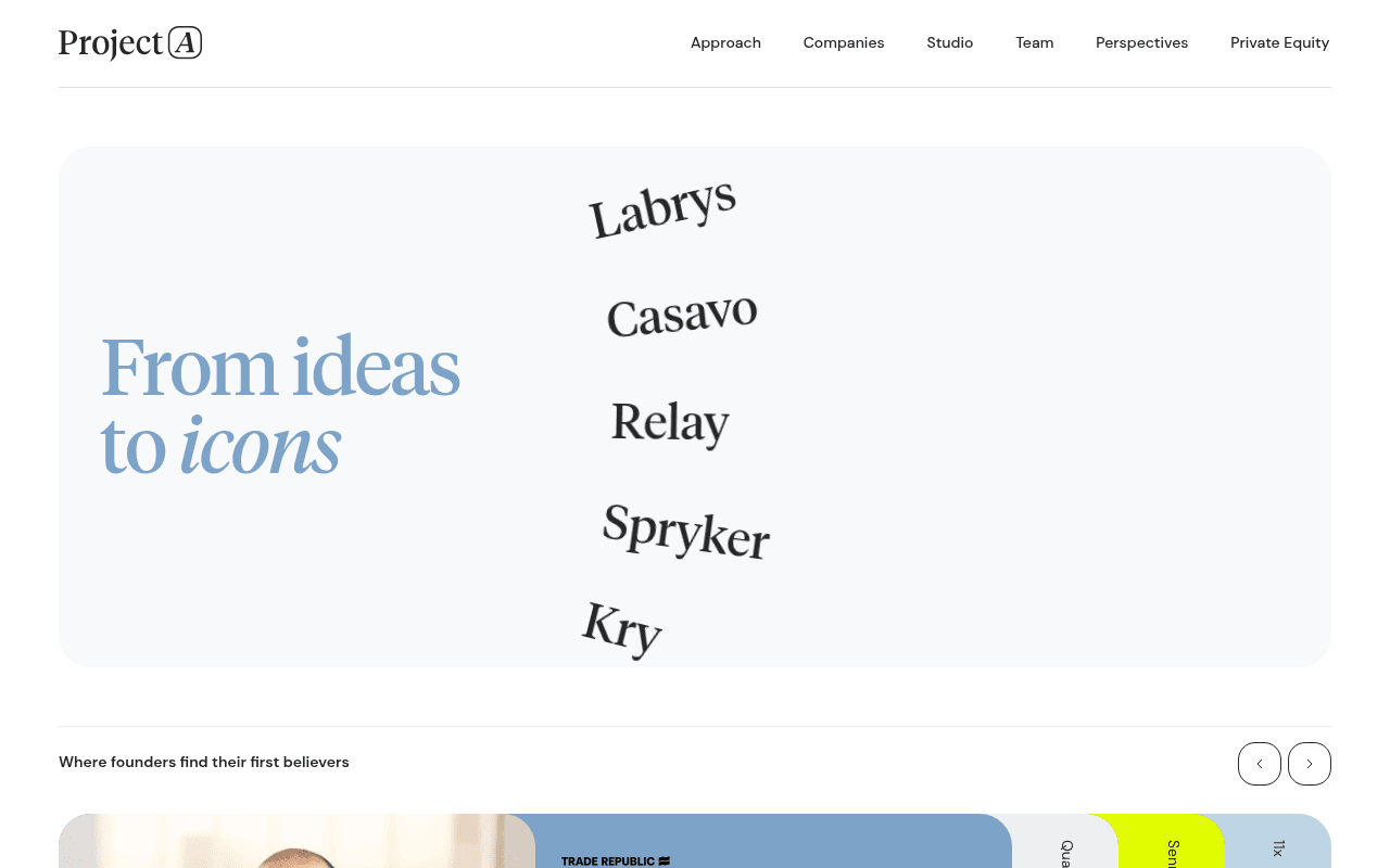 Project A website preview