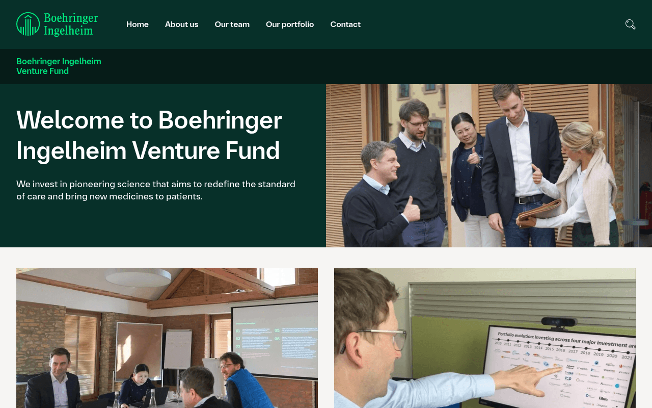 Boehringer Ingelheim Venture Fund website preview