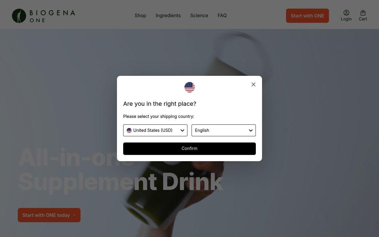 BIOGENA ONE website preview
