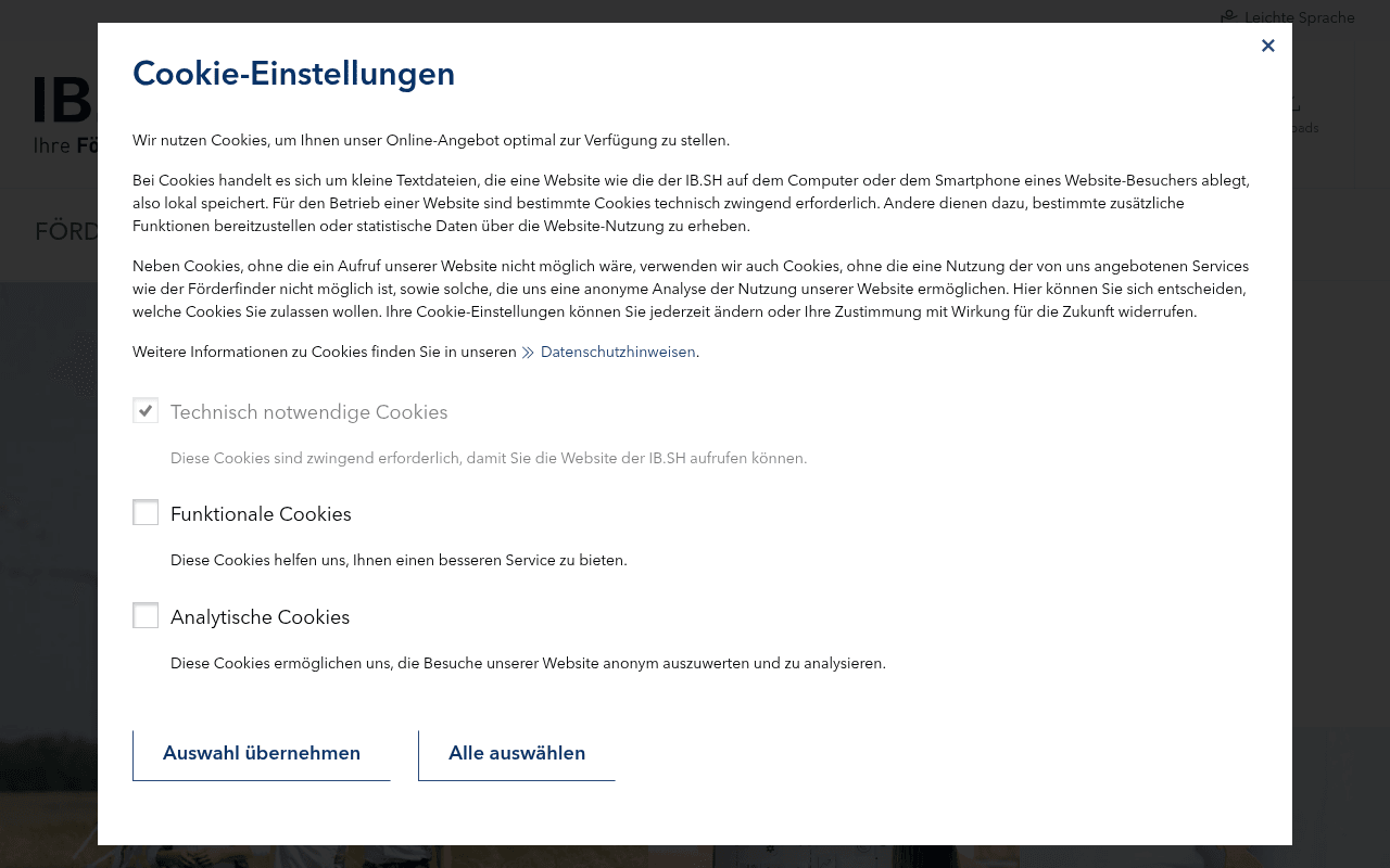 Investitionsbank Schleswig-Holstein (IB.SH) website preview