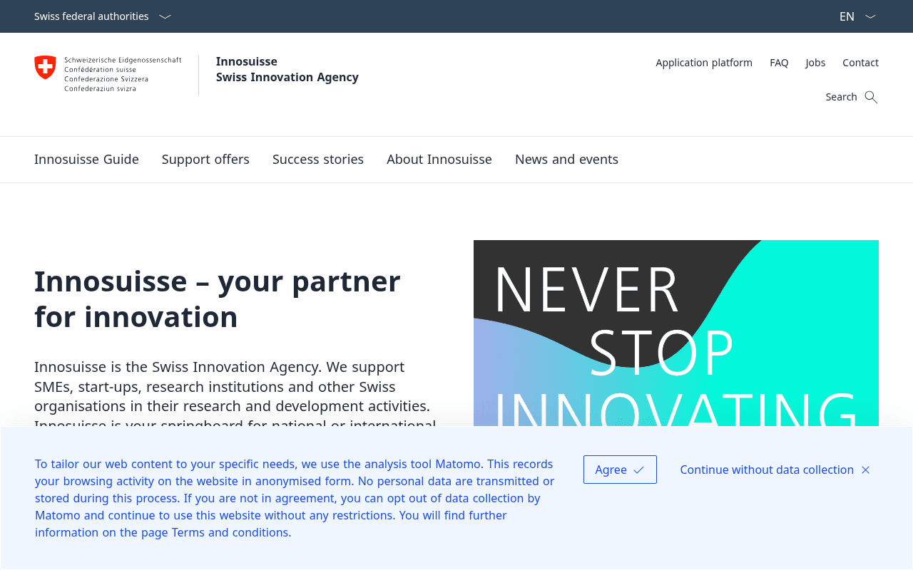 Innosuisse – Swiss Innovation Agency website preview