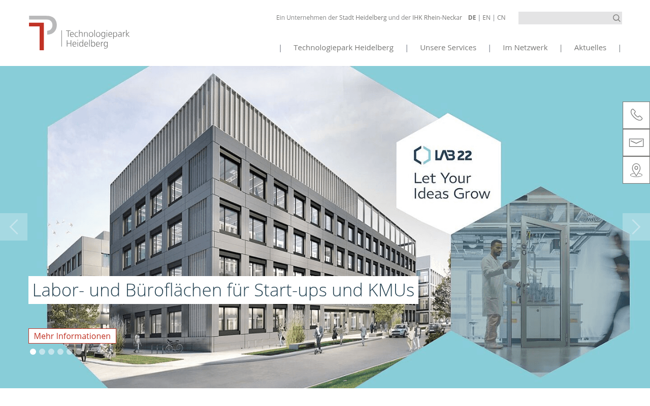 Technologiepark Heidelberg website preview